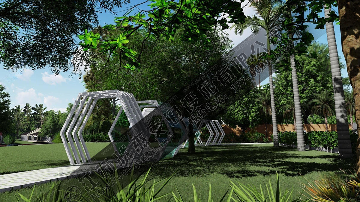 公園六邊形廊架長(zhǎng)廊