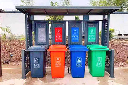 仿古新款垃圾分類亭效果圖